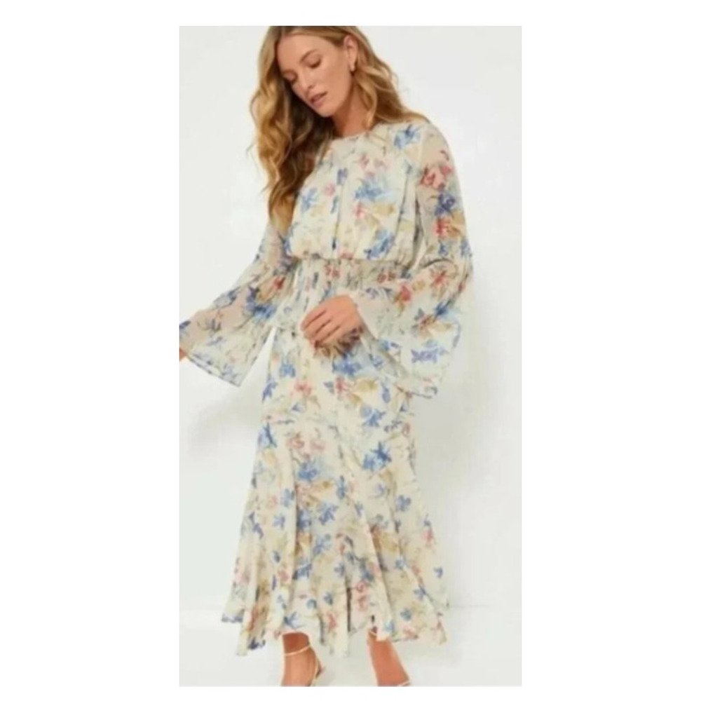 Tuckernuck Floral Mallory Maxi Skirt Large Flowy Flared Chiffon Chic Resort Wear - Picture 9 of 12